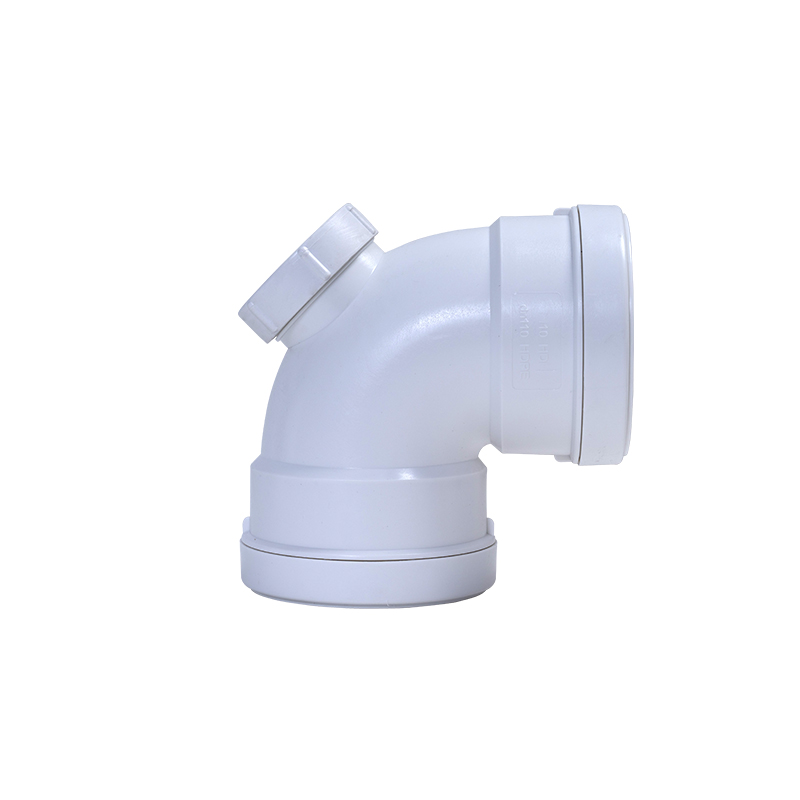 90°弯头带检丨HDPE压盖柔性承插链接静音管