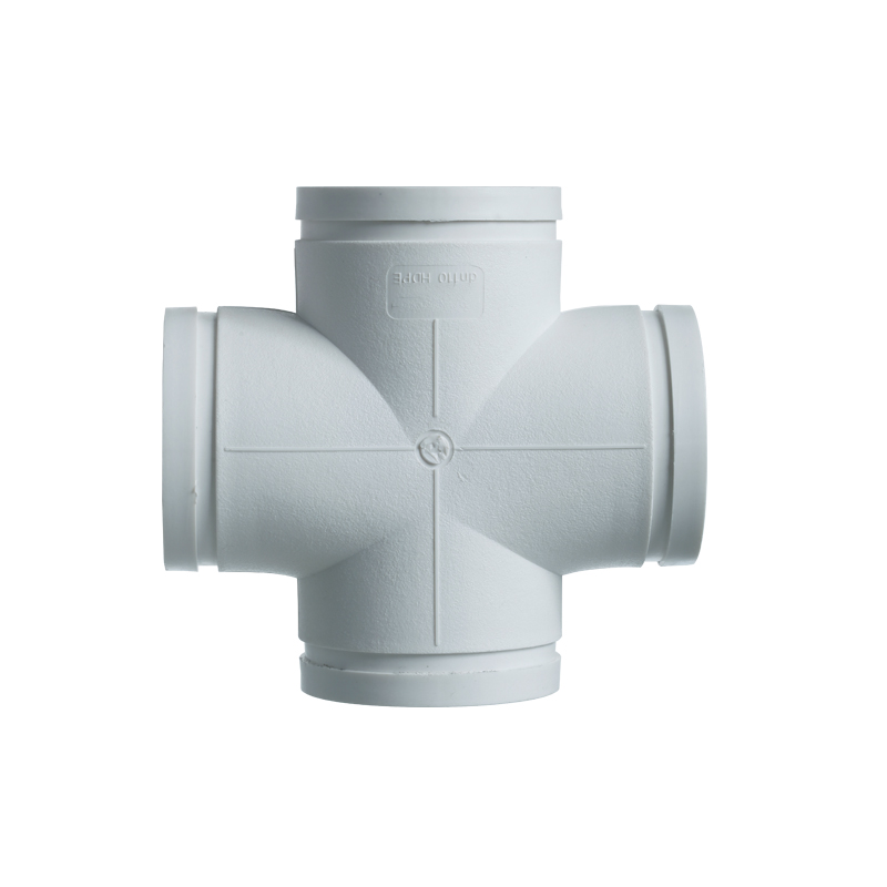 平面四通丨HDPE沟槽式连接静音管